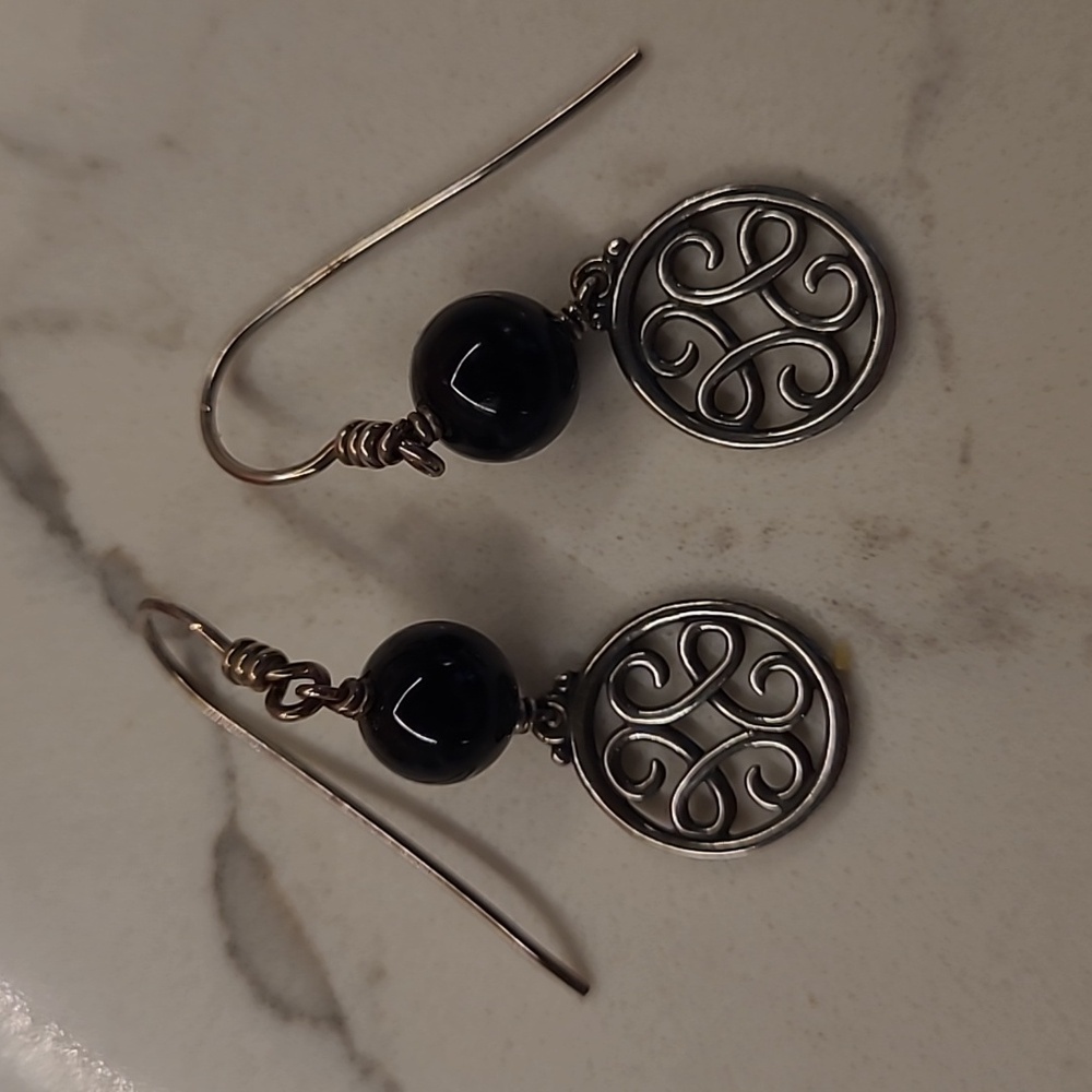 James Avery Vintage Silver and Black Onyx Earrings
